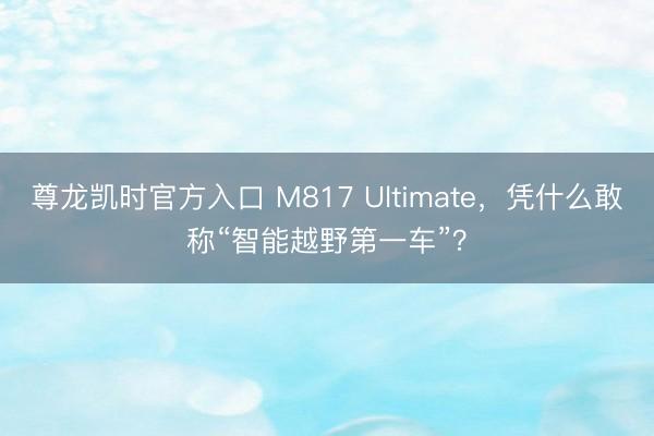 尊龙凯时官方入口 M817 Ultimate，凭什么敢称“智能越野第一车”？