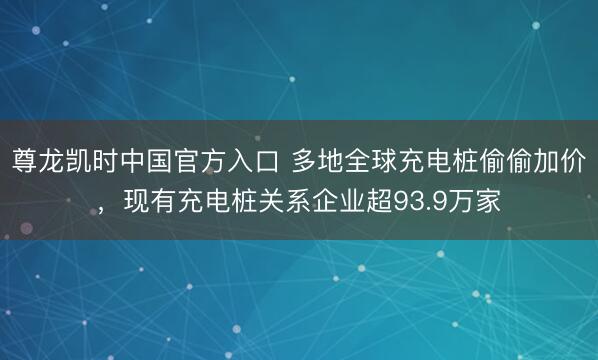 尊龙凯时中国官方入口 多地全球充电桩偷偷加价，现有充电桩关系企业超93.9万家