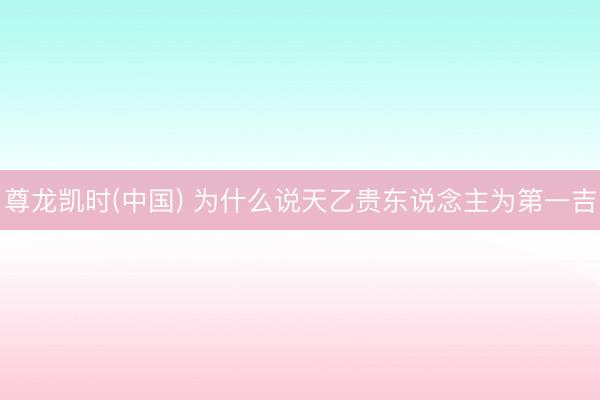 尊龙凯时(中国) 为什么说天乙贵东说念主为第一吉
