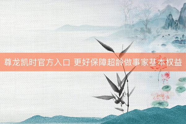 尊龙凯时官方入口 更好保障超龄做事家基本权益