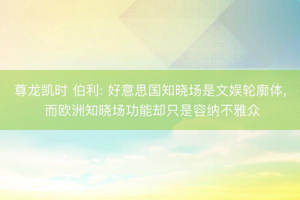 尊龙凯时 伯利: 好意思国知晓场是文娱轮廓体， 而欧洲知晓场功能却只是容纳不雅众