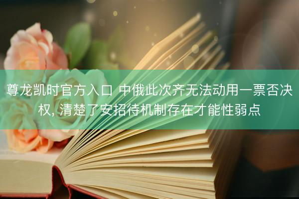 尊龙凯时官方入口 中俄此次齐无法动用一票否决权， 清楚了安招待机制存在才能性弱点