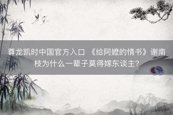 尊龙凯时中国官方入口 《给阿嬷的情书》谢南枝为什么一辈子莫得嫁东谈主？