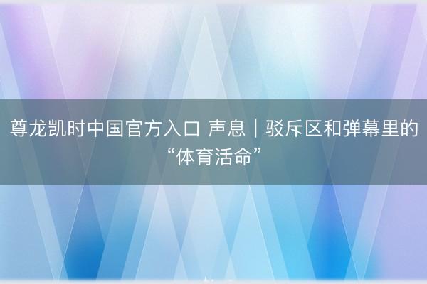 尊龙凯时中国官方入口 声息｜驳斥区和弹幕里的“体育活命”