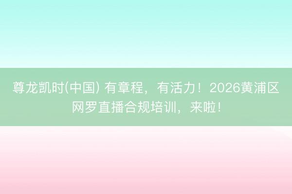尊龙凯时(中国) 有章程，有活力！2026黄浦区网罗直播合规培训，来啦！